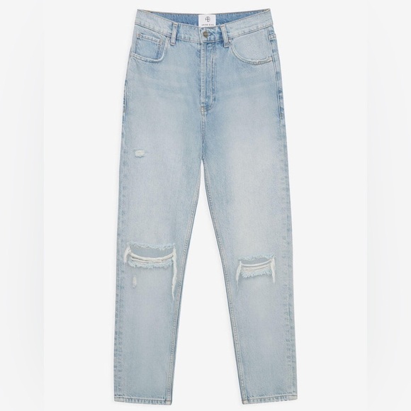 Anine Bing Sonya High Rise Ankle Jeans in Destructed Classic Blue Sz. 24 NWT - Picture 5 of 15